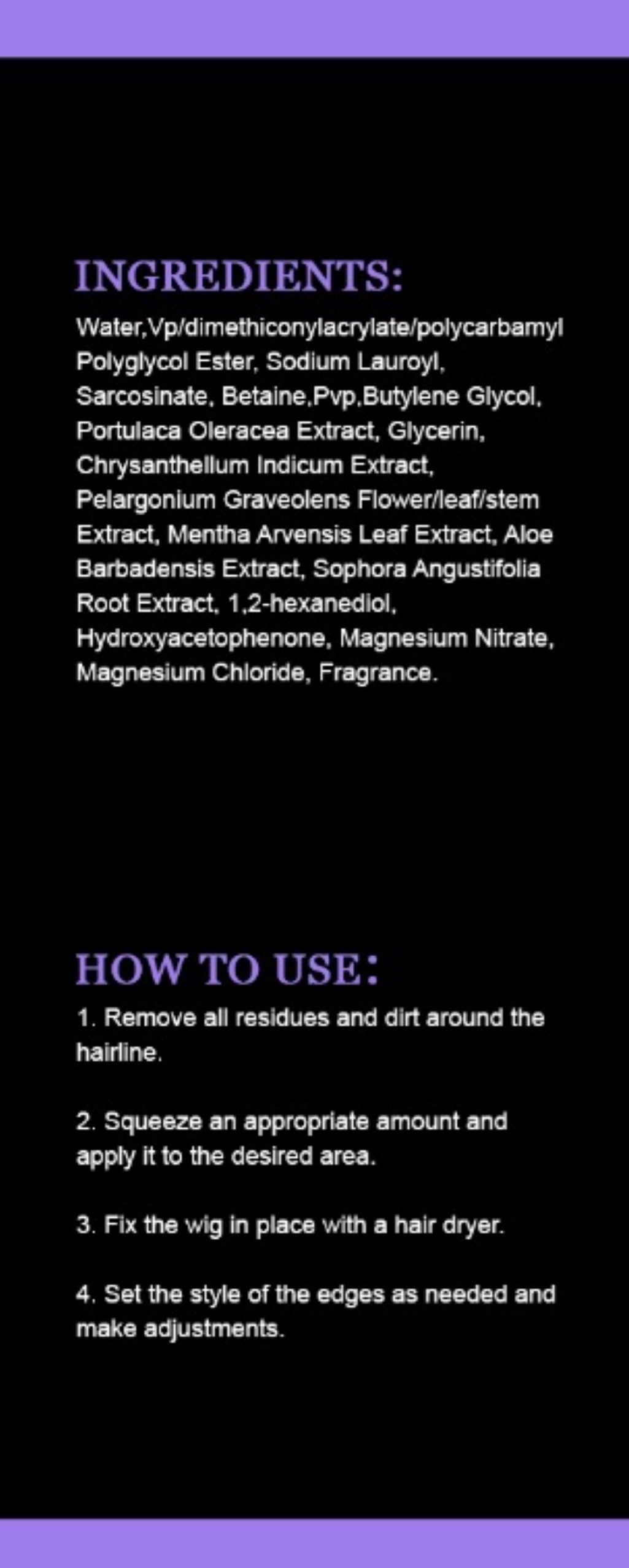 Flawless Foam Lace Mousse product label with ingredients and usage instructions on a black background